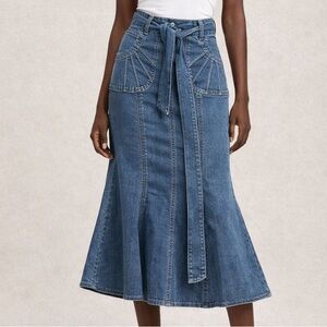 New York & Co Eve Mendes Peplum High Rise Midi Skirt